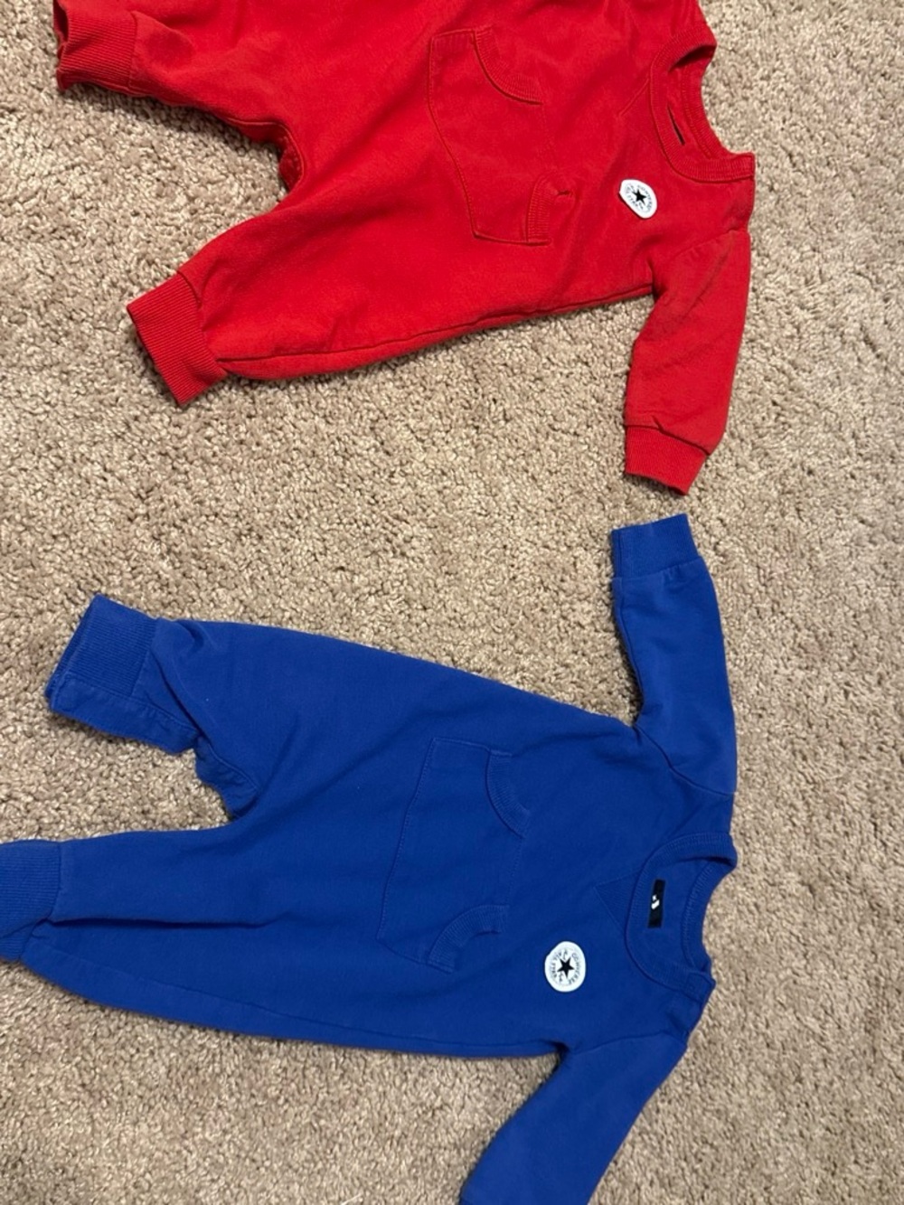 Converse Baby Rompers in Red and Royal Blue